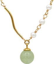 seree Isla Green jade and freshwater pearl necklace