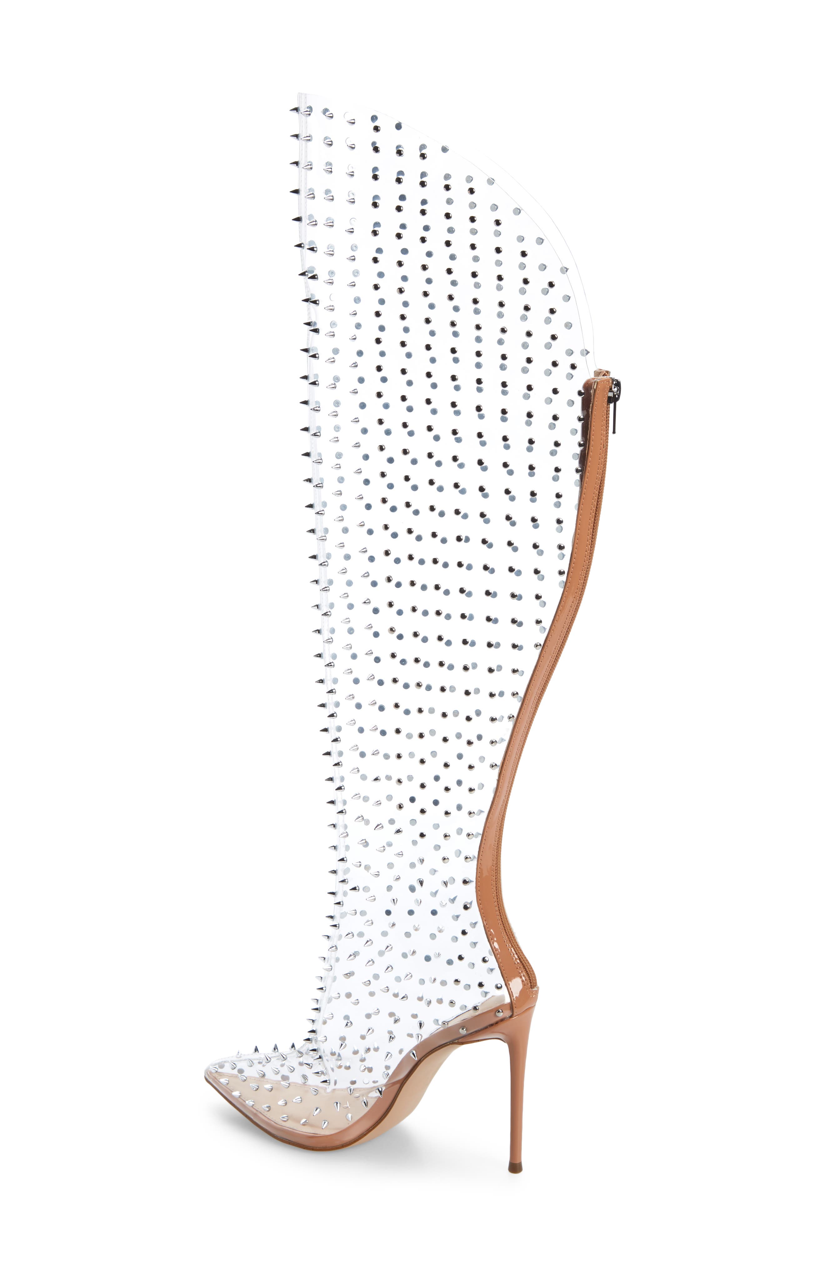 Steve Madden Vava Studded Pointed Toe Clear Boot, Alternate, color, 