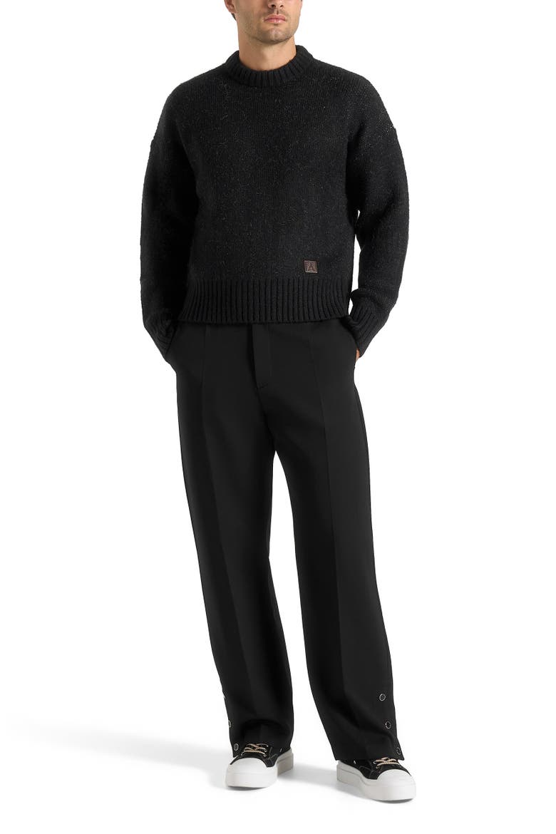 Kamil Art Slogan Brushed Knit Jumper, Main, color, Black
