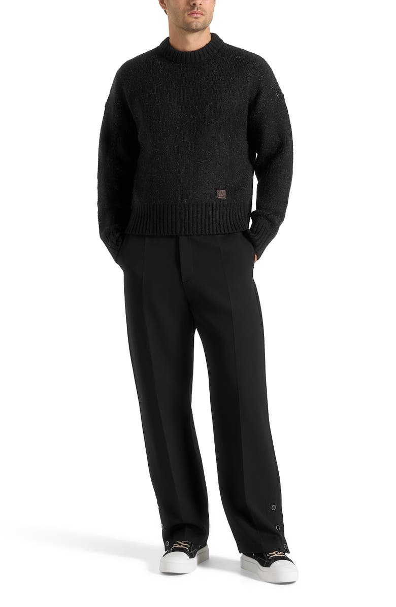 Manière De Voir Kamil Art Slogan Brushed Knit Jumper, Main, color, Black