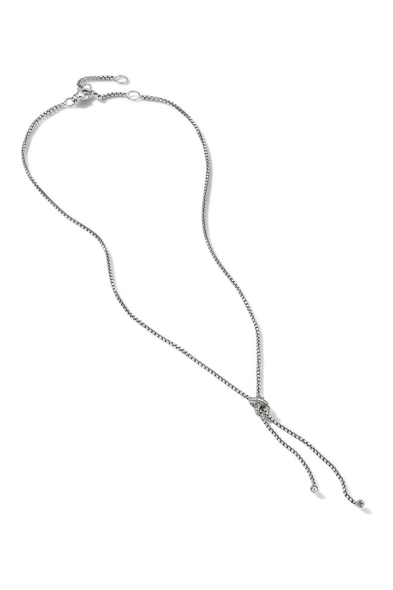 Petite X Lariat 18K Gold Y-Necklace, Alternate, color, SILVER PAVE