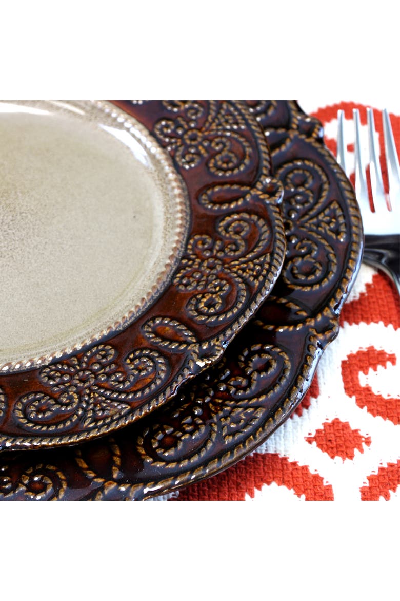 Salia 16 Piece Stoneware Dinnerware Set, Alternate, color, Brown