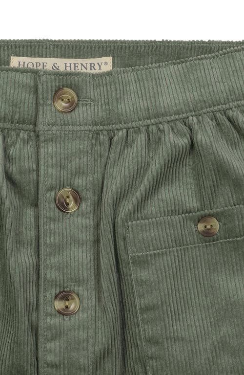 Hope & Henry Kids' Organic Corduroy Button Front Skirt In Green