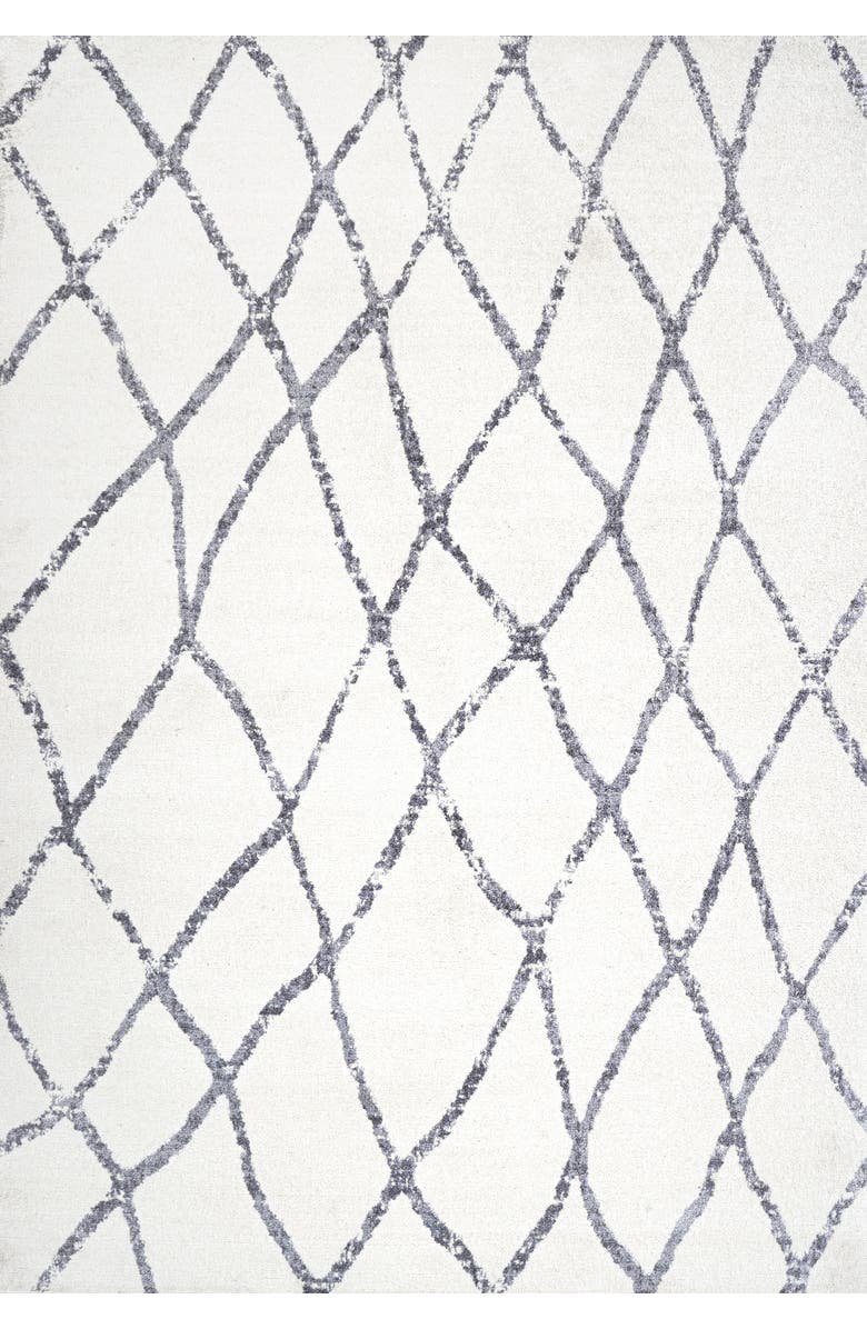 JONATHAN Y Illi Moroccan Diamond Trellis Area Rug, Main, color, Ivory/Gray