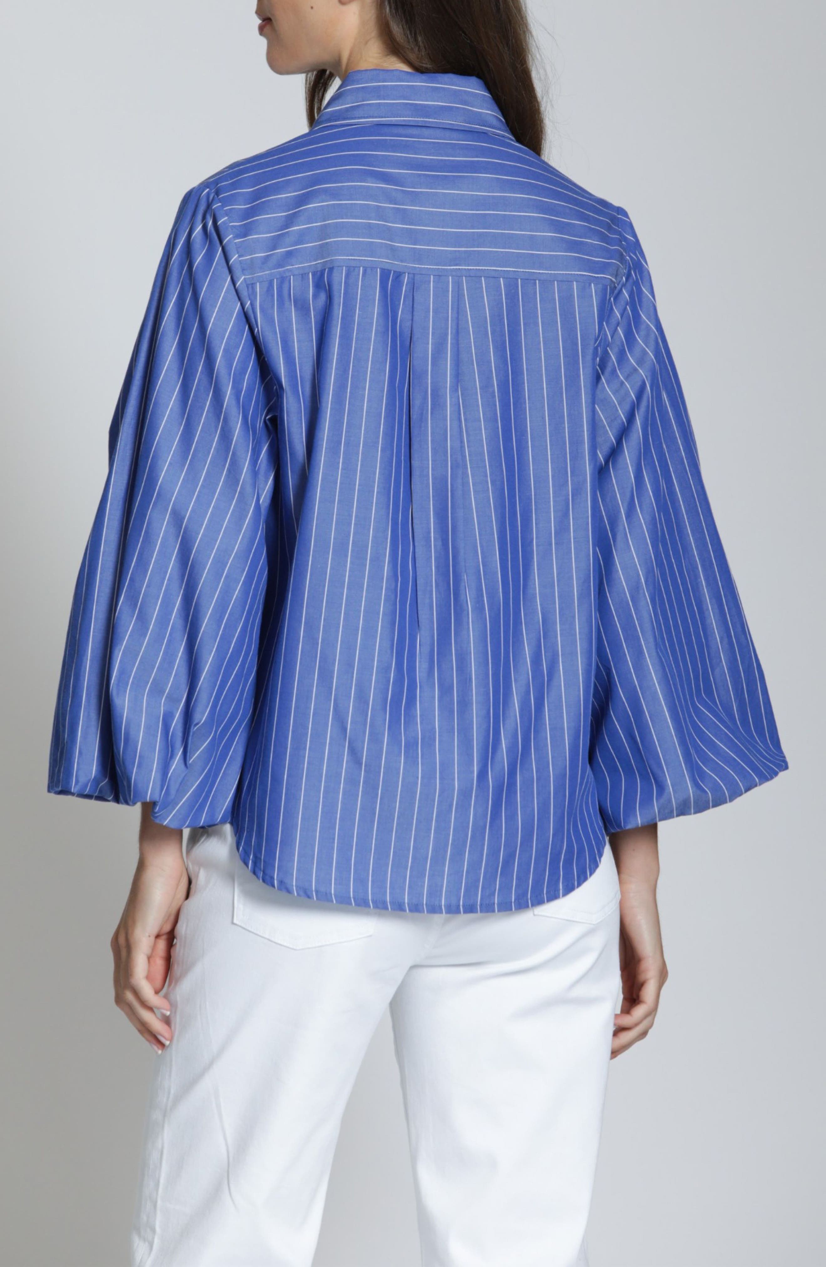 Cotton Bubble Sleeve Button-Up Shirt - image 2