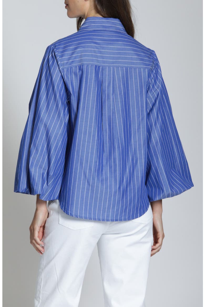 Cotton Bubble Sleeve Button-Up Shirt, Alternate, color, BLUEWHITE STRIPE