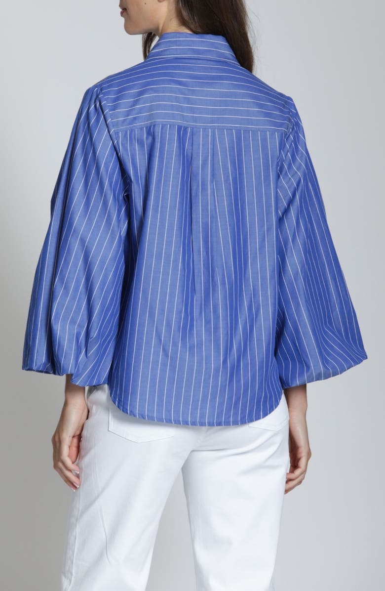 APNY Cotton Bubble Sleeve Button-Up Shirt, Alternate, color, Bluewhite Stripe