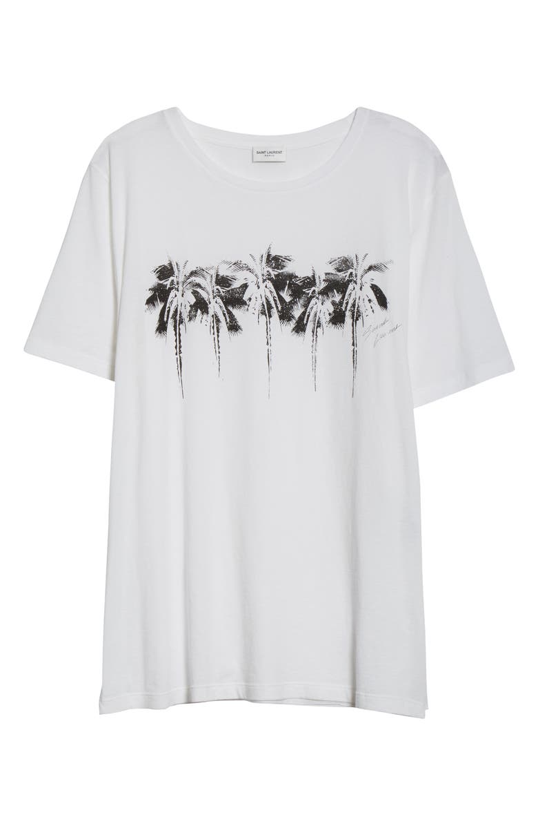 Saint Laurent Palm Tree Crewneck T-Shirt, Alternate, color,