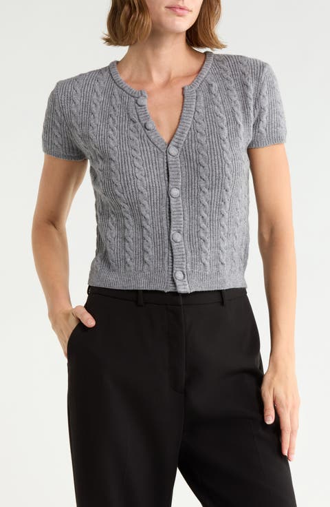 Cable Short Sleeve Cardigan