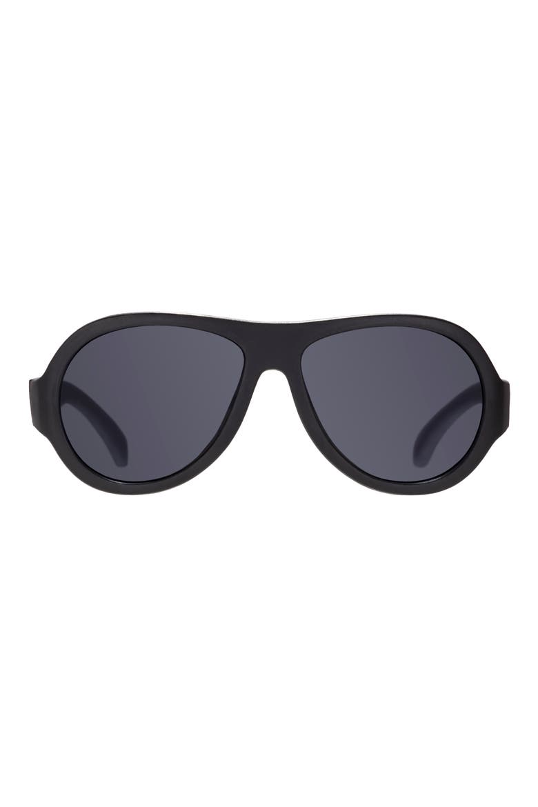 Kids' Jet Black Aviator Sunglasses, Main, color, JET BLACK