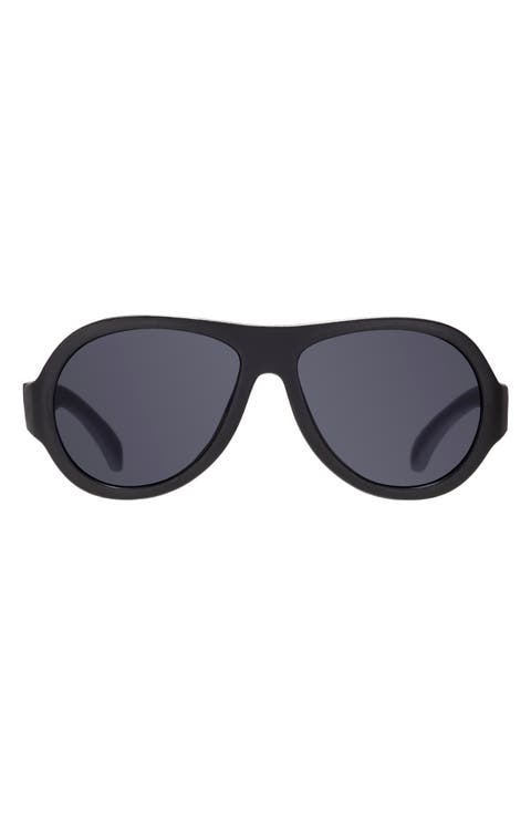 Kids' Jet Black Aviator Sunglasses