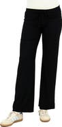 24seven Comfort Apparel Womens Basic Ribbed Knit Drawstring Straight Leg Lounge Pants