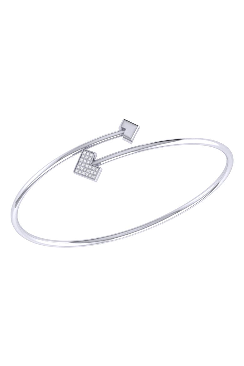 One Way Arrow Sterling Silver Diamond Bangle, Main, color, Silver