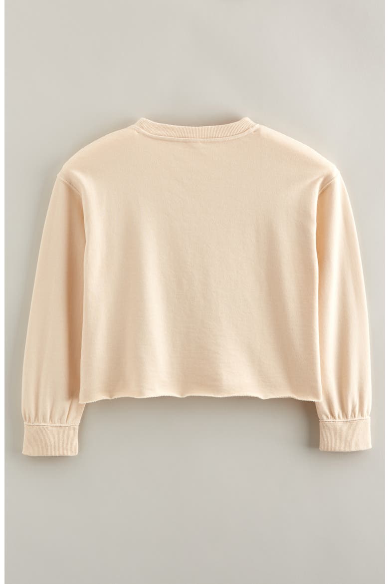 Kids' Graphic Raw Hem Crop Crewneck Sweatshirt, Alternate, color, BEIGE BLUSH DEF LEPPARD