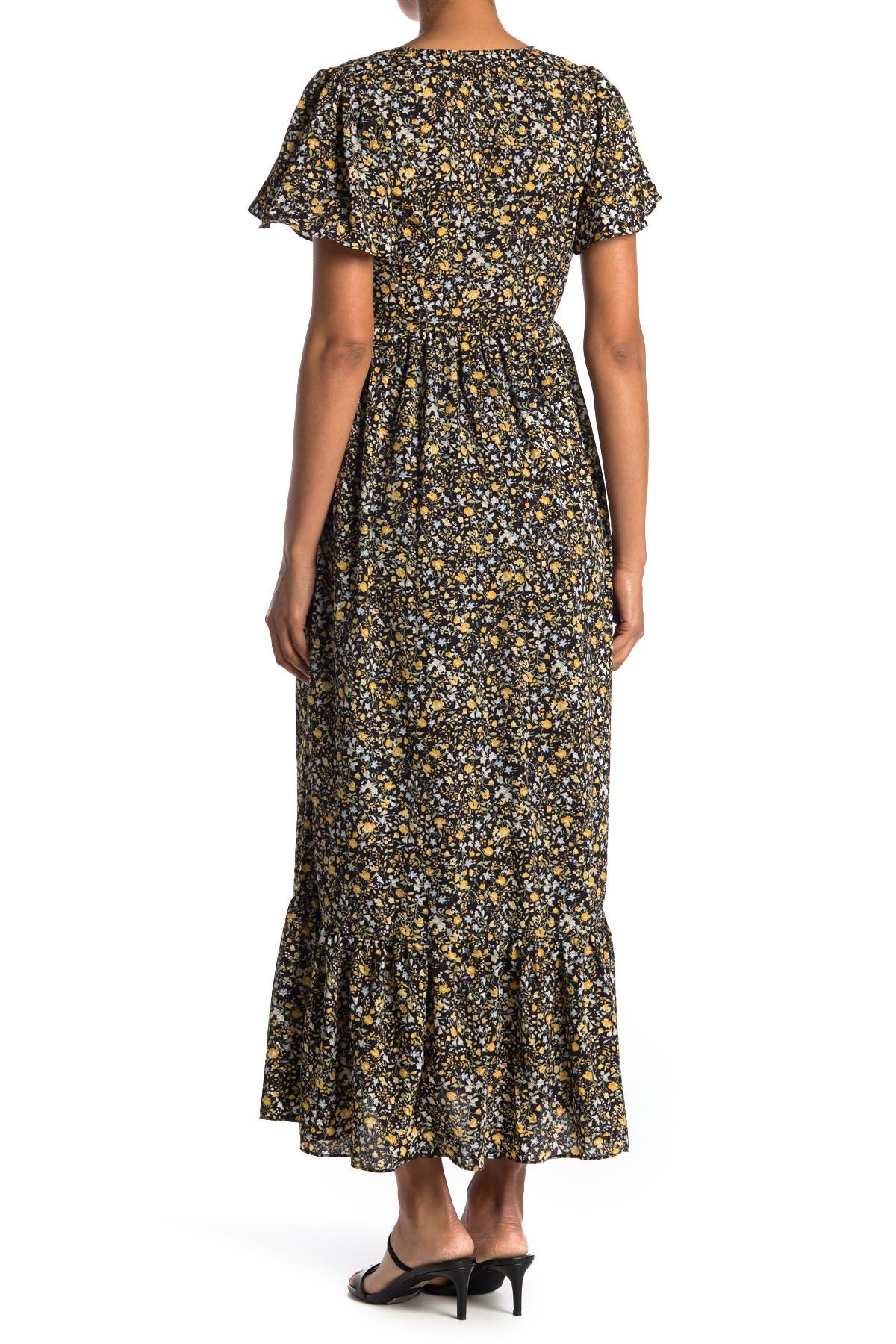 SEE THE SHADES Flutter Sleeve Floral Maxi Dress (Women) | Nordstromrack
