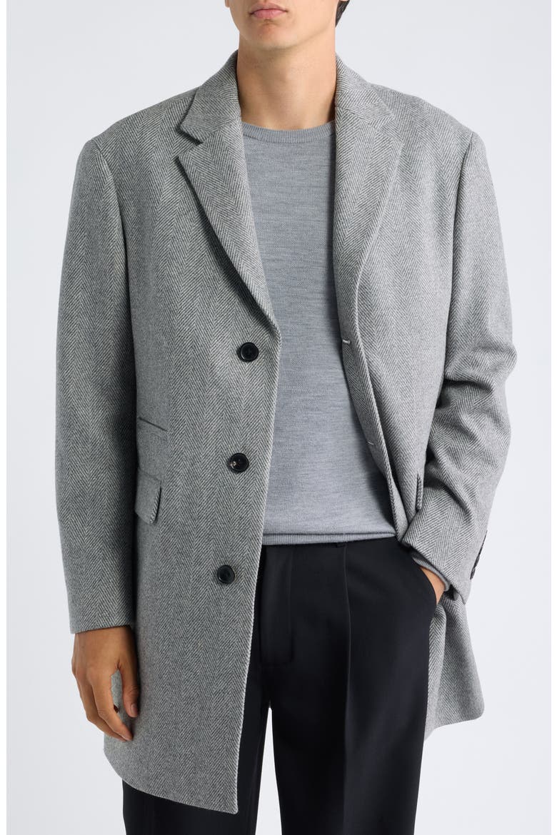 Sherwood Wool & Cashmere Overcoat, Main, color, GREY HERRINGBONE