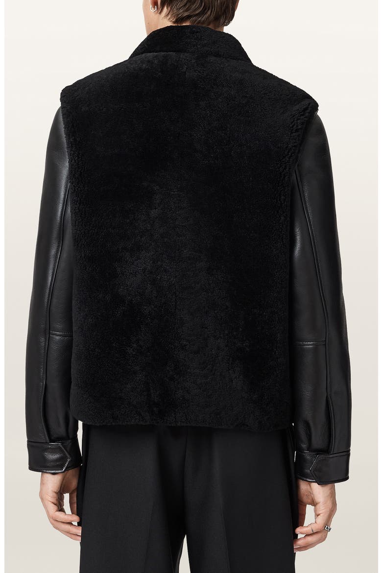 Conyer Genuine Shearling Pilot Leather Jacket, Alternate, color, BLACK