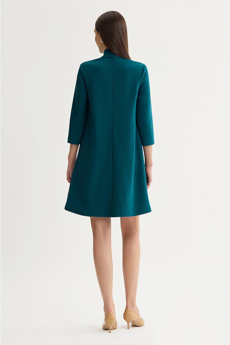 Stretch Deco Crepe Tie Neck Tent Dress, Alternate, color, Deep Teal