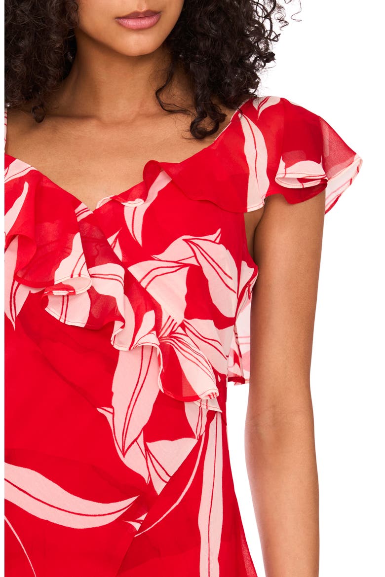 The Bridget Floral Print Ruffle Dress, Alternate, color, IBIZA RED