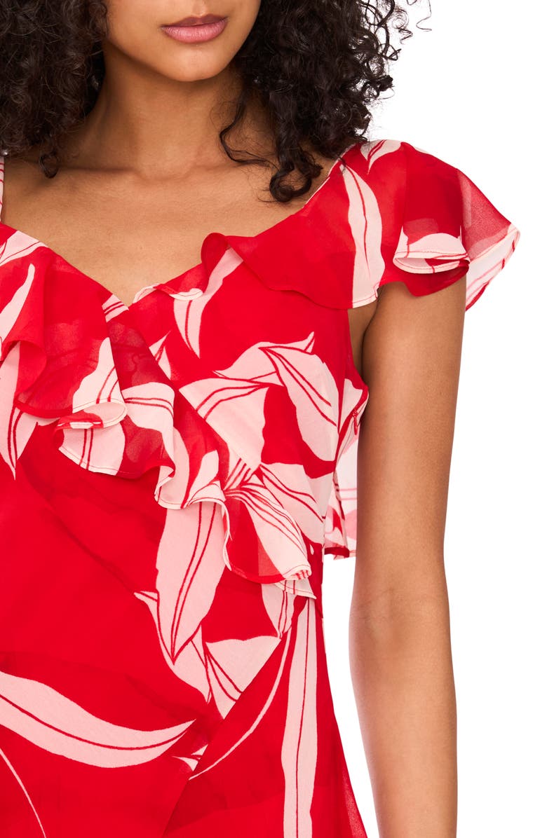 Parker The Bridget Floral Print Ruffle Dress, Alternate, color, Ibiza Red