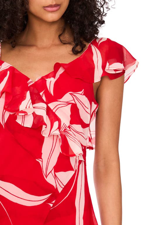 Parker The Bridget Floral Print Ruffle Dress In Red