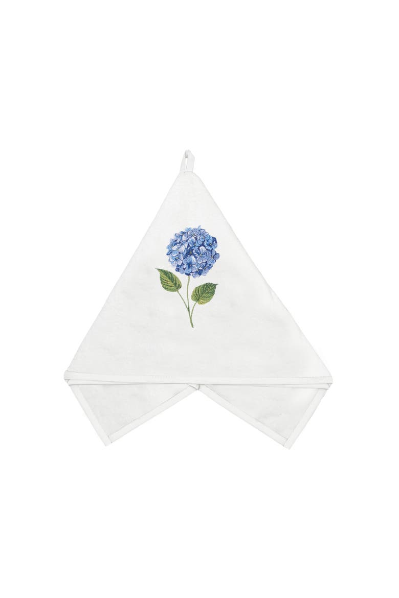 Blooming Blue Hydrangea Floral 100% Cotton Terrycloth Towel, Main, color, Blue
