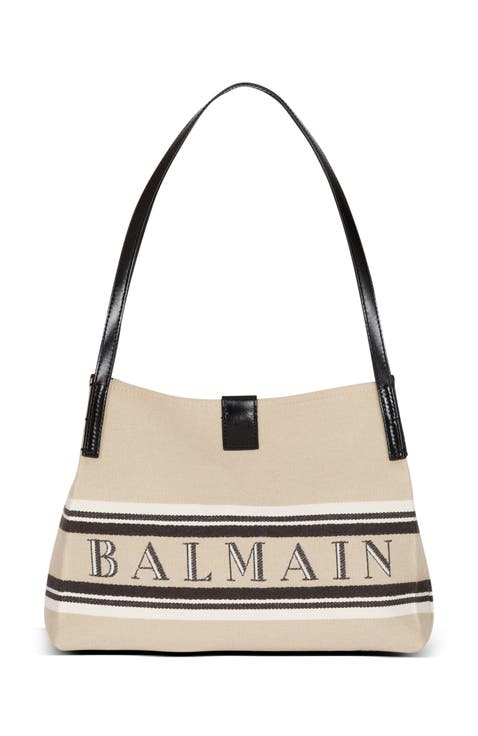 Small Release Shopper bag in canvas and calfskin