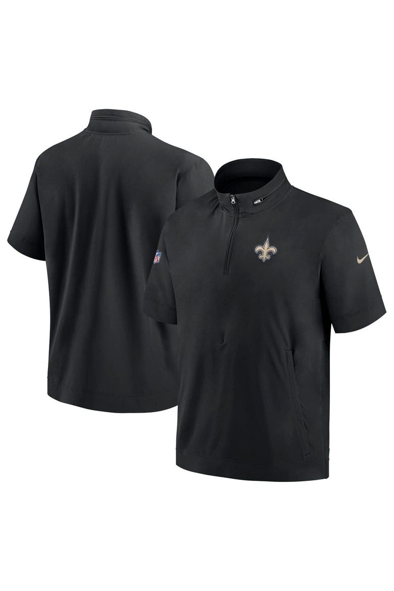 Men's Nike  Black New Orleans Saints Sideline Coach Short Sleeve Hoodie Quarter-Zip Jacket, Main, color, Black