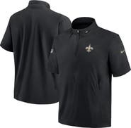 Nike Men's Nike  Black New Orleans Saints Sideline Coach Short Sleeve Hoodie Quarter-Zip Jacket
