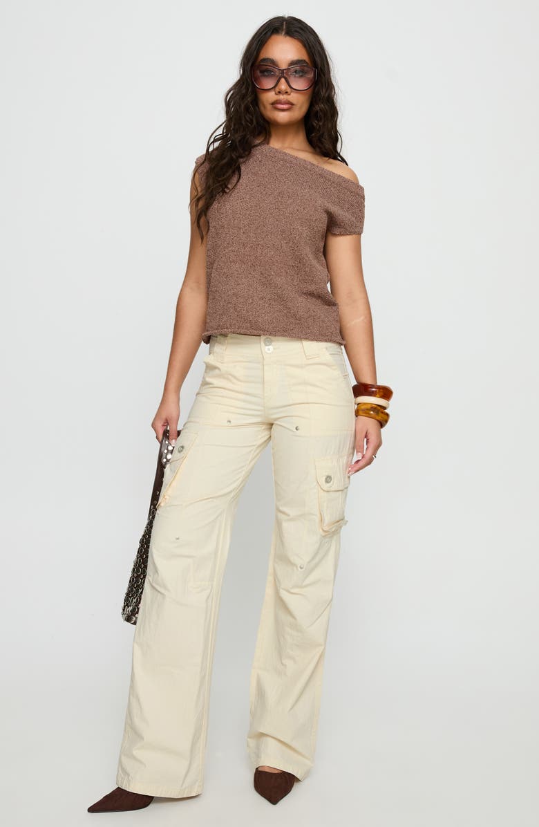 Princess Polly Ashfield Off the Shoulder Sweater, Alternate, color, Brown