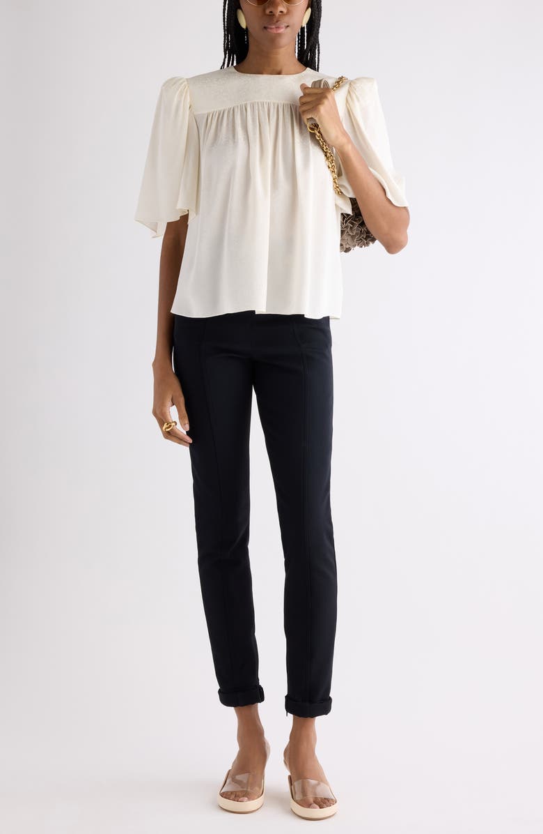 Chloé High Waist Stretch Tricotine Pants, Alternate, color, Black