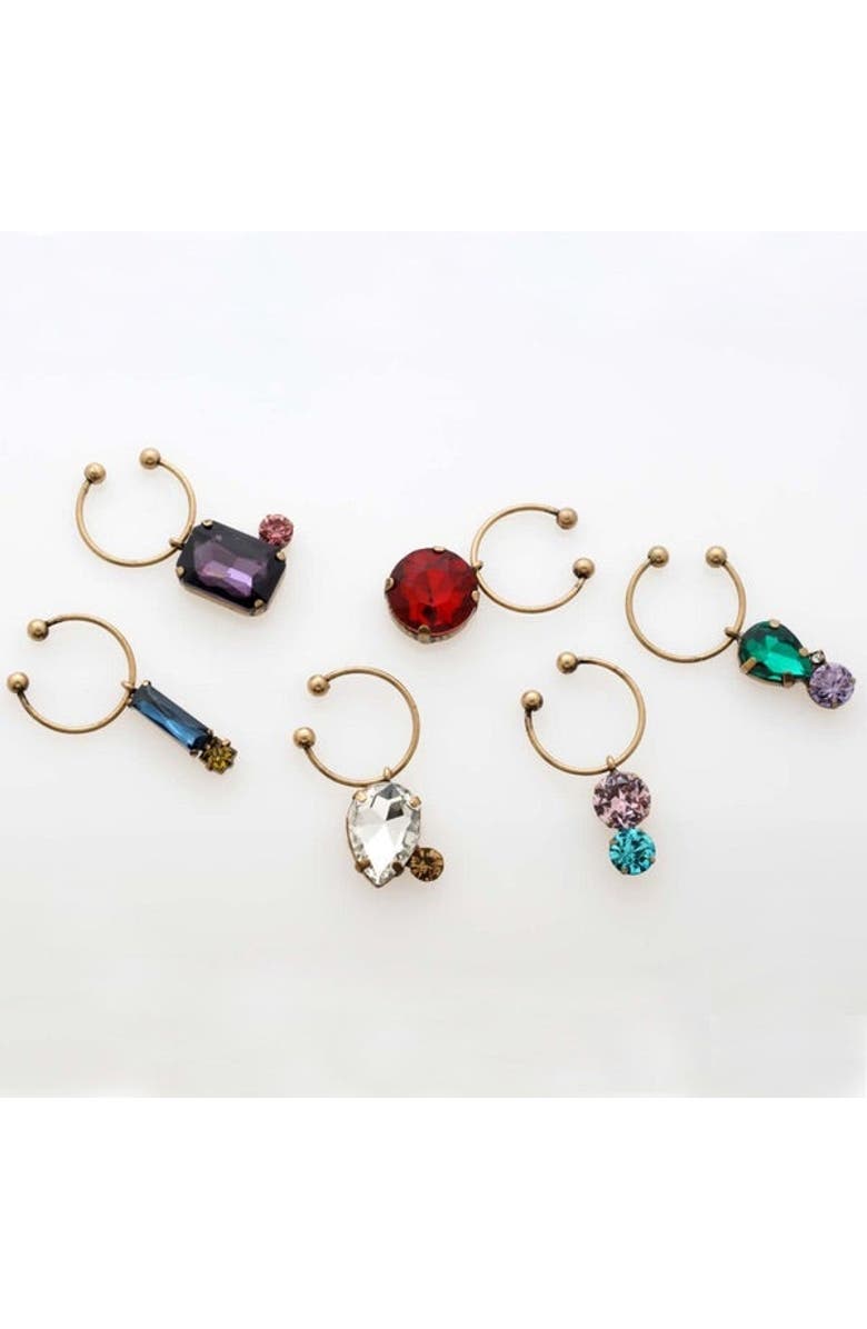 Joanna Buchanan Jeweled wine charms, set of 6, Main, color, Red