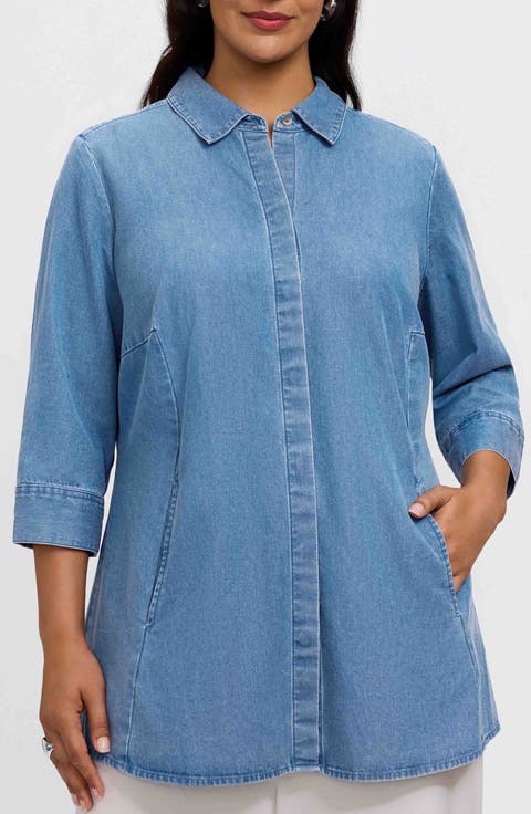 Cici Denim Tunic Shirt (Plus)