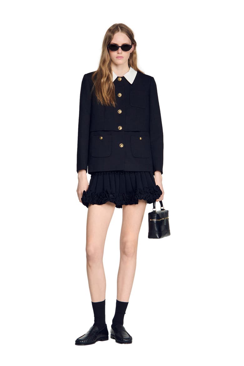 Jacket with contrast collar, Alternate, color, Black