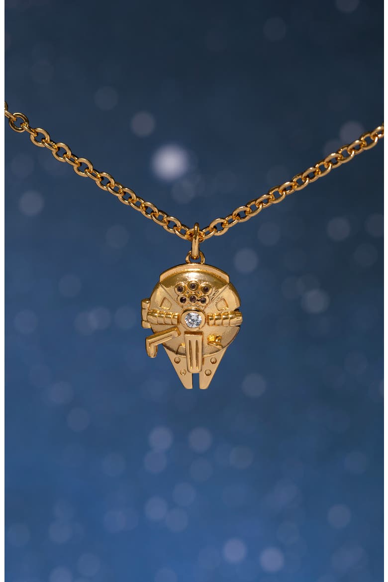 Star Wars Millenium Falcon Locket Necklace, Alternate, color, GOLD