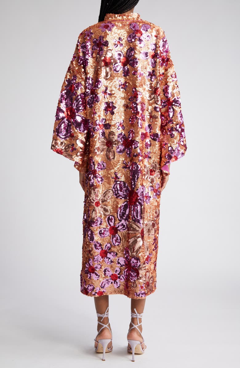 La Vie Style House Retro Floral Sequin Caftan, Alternate, color,