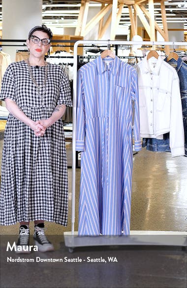 Caslon® Stripe Long Sleeve Cotton Shirtdress Nordstrom