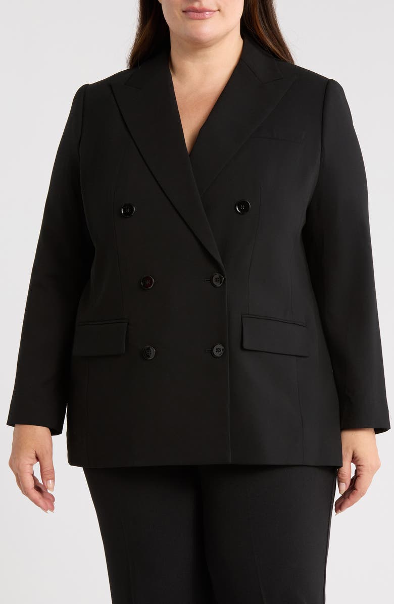 Lauren Ralph Lauren Double Breasted Stretch Wool Crepe Blazer, Alternate, color, Polo Black