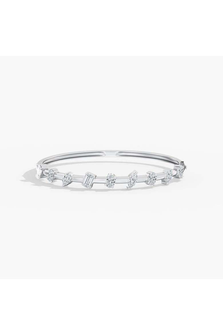 Spaced Multi-Shape Lab Diamond Bangle in 14K Gold, Main, color, White Gold