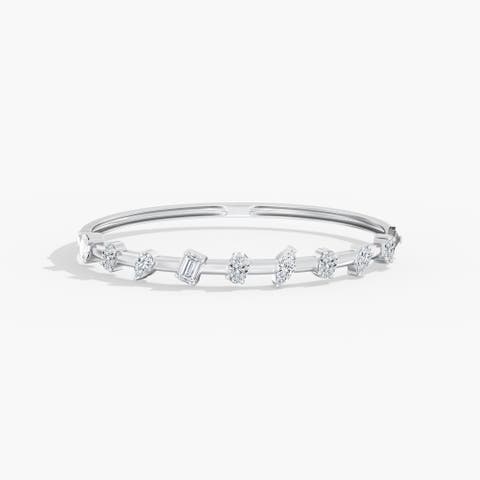 Spaced Multi-Shape Lab Diamond Bangle in 14K Gold