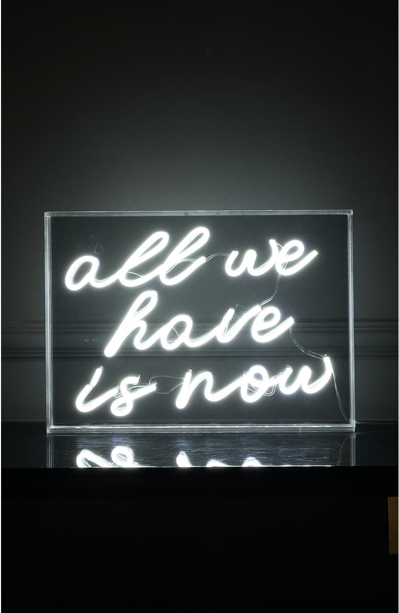 JONATHAN Y All X 10" Contemporary Glam Acrylic Box USB Operated LED Neon Light, Alternate, color, White