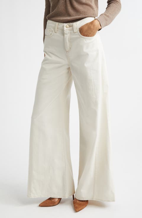 Beau High Waist Wide Leg Jeans (Macadamia)