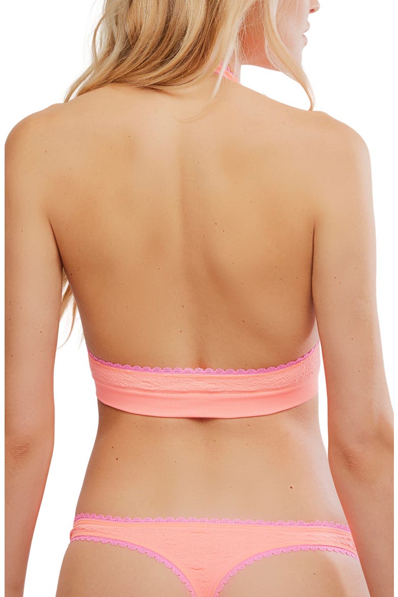 Intimately FP Sweet Point Seamless Halter Bralette, Alternate, color, SUNKISS CORAL COMBO