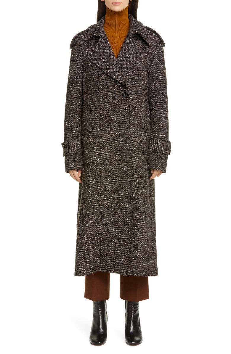 Victoria Beckham Layered Tweed Coat, Alternate, color, 