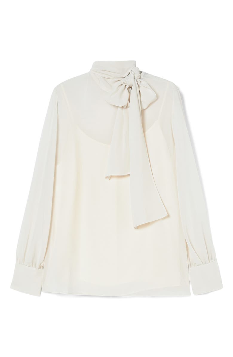 Marina Rinaldi Kelly Tie Neck Tunic Shirt, Alternate, color, Ivory