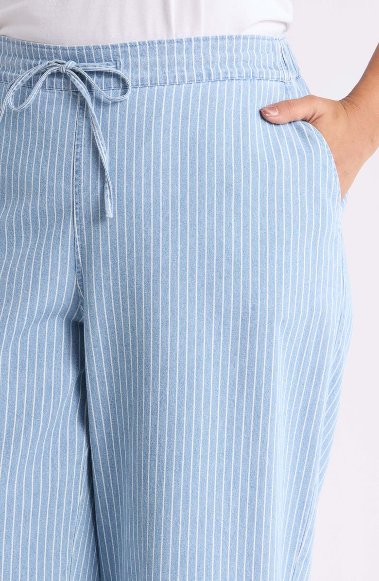 Jones New York Stripe Tie Waist Pants, Alternate, color, Medium Wash / White