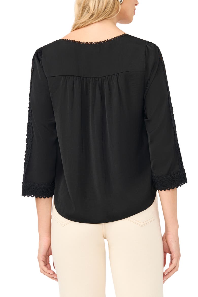 Lace Trim Square Neck Top, Alternate, color, RICH BLACK