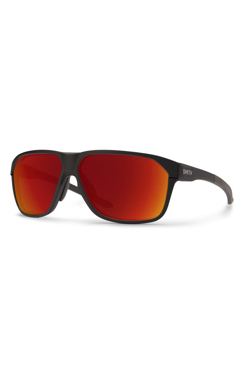 Smith Leadout Pivlock 63mm ChromaPop<sup>™</sup> Oversize Wraparound Sunglasses, Alternate, color, Matte Black / Chromapop Red