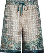 AMIRI Monogram Bandana Print Silk Shorts