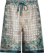 AMIRI Monogram Bandana Print Silk Shorts
